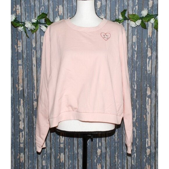 NWT BP. Nordstrom Juniors Pink Sweatshirt Plus SZ 2X LS "Be The Change" Cropped - Picture 1 of 8